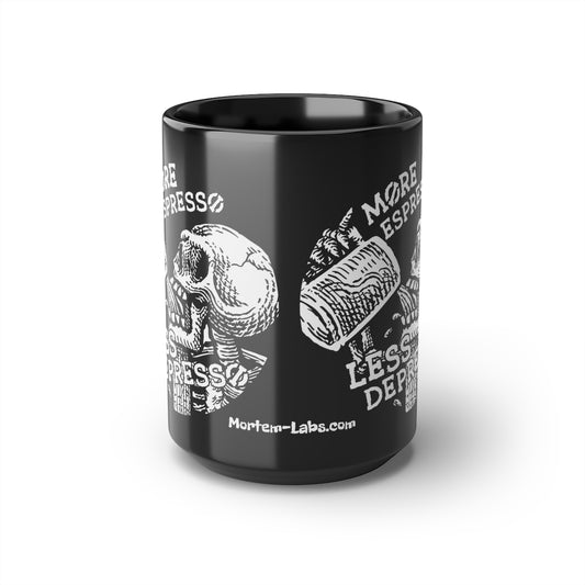 More Espresso Less Depresso Black Mug, 15oz